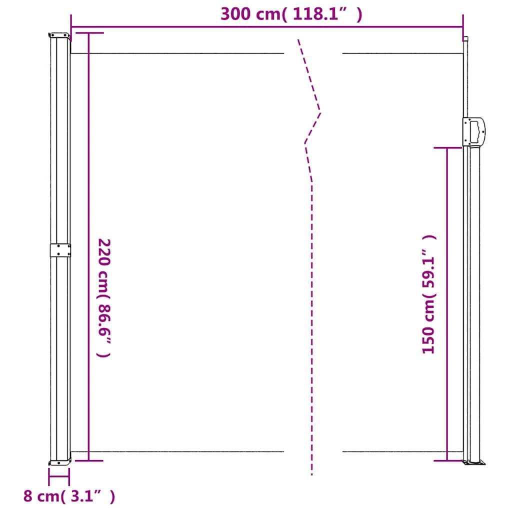vidaXL Σκίαστρο Πλαϊνό Συρόμενο Μπεζ 220 x 300 εκ.