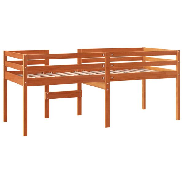 vidaXL Κρεβάτι Υπερυψωμένο Καφέ Κεριού 75x190εκ. από Μασίφ Ξύλο Πεύκου