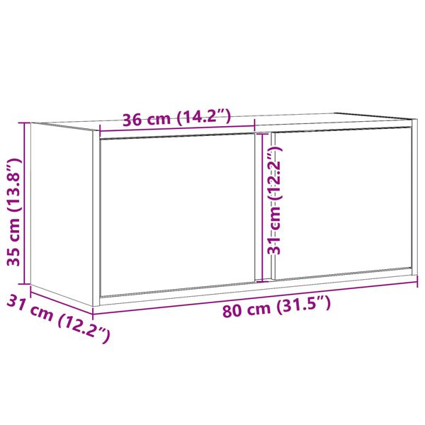 vidaXL Έπιπλο Τοίχου Τηλεόρασης με LED Sonoma Δρυς 80x31x35 εκ.
