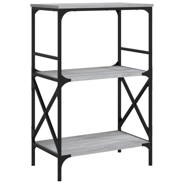 vidaXL Βιβλιοθήκη 3 Επιπέδων Γκρι Sonoma 59x35x90,5 εκ. Επεξεργ. Ξύλο