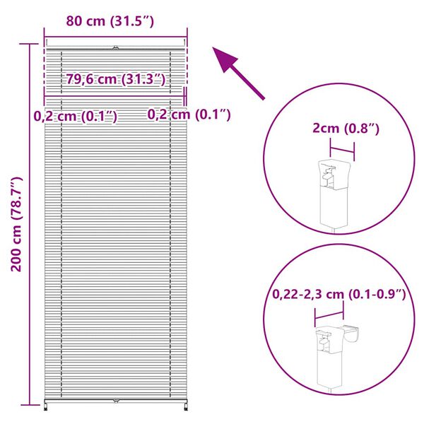 Πλισέ στόρι σκίασης 80x200cm Λευκό