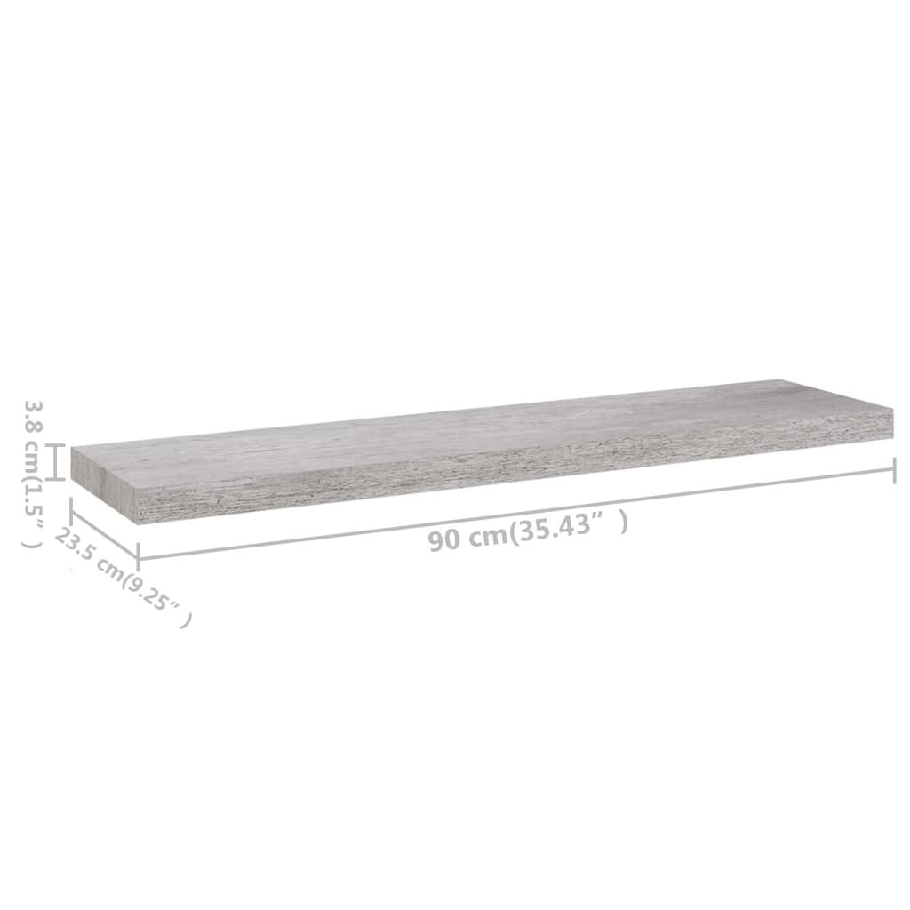 vidaXL Ράφι Τοίχου Γκρι Σκυροδέματος 90 x 23,5 x 3,8 εκ. από MDF