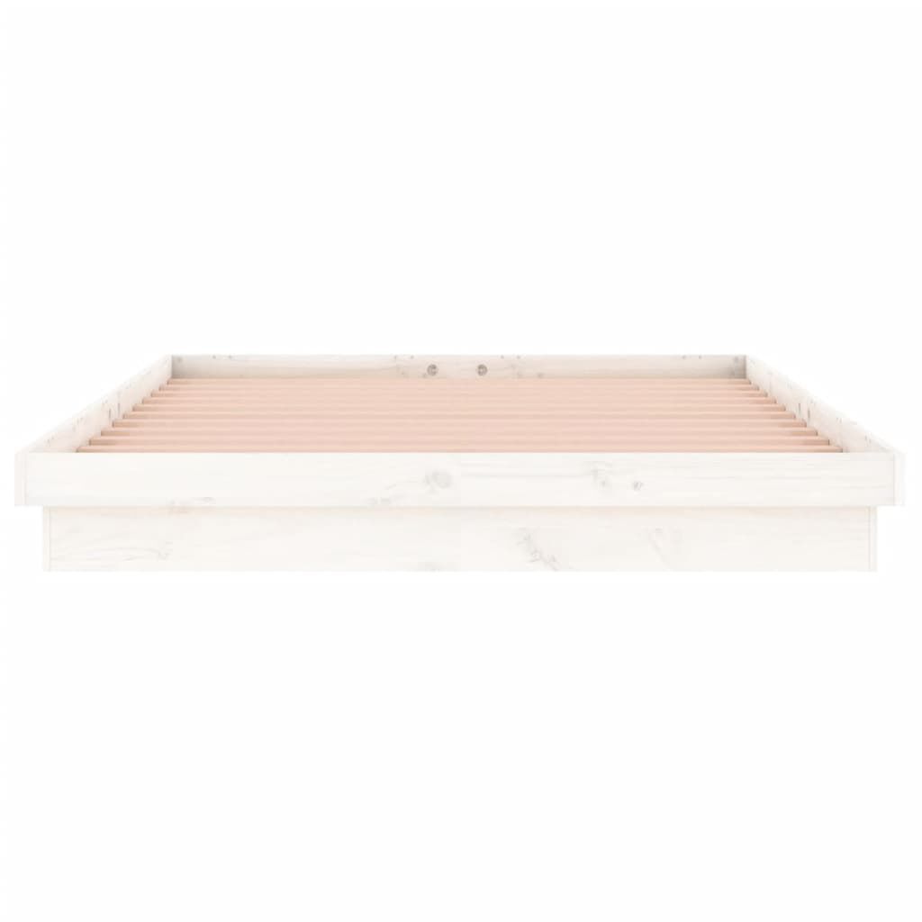 vidaXL Πλαίσιο Κρεβατιού με LED Λευκό 120 x 200 εκ. από Μασίφ Ξύλο