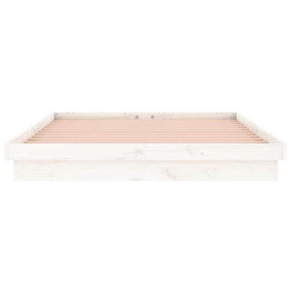 vidaXL Πλαίσιο Κρεβατιού με LED Λευκό 120 x 200 εκ. από Μασίφ Ξύλο