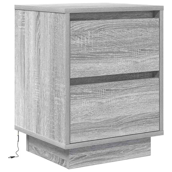 vidaXL Κομοδίνο με φώτα LED Γκρι Sonoma 38x34x50 cm