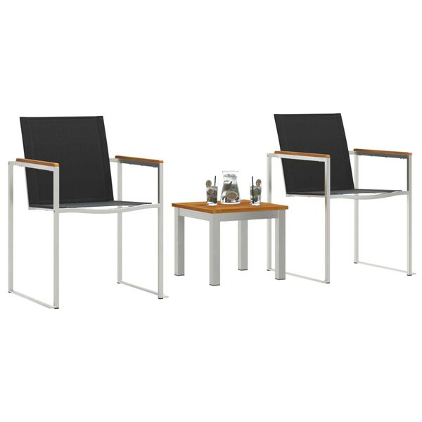 vidaXL Σετ Εξωτερικής Τραπέζης 3 pcs Καφέ και Μαύρο Μασίφ ξύλο ακακίας