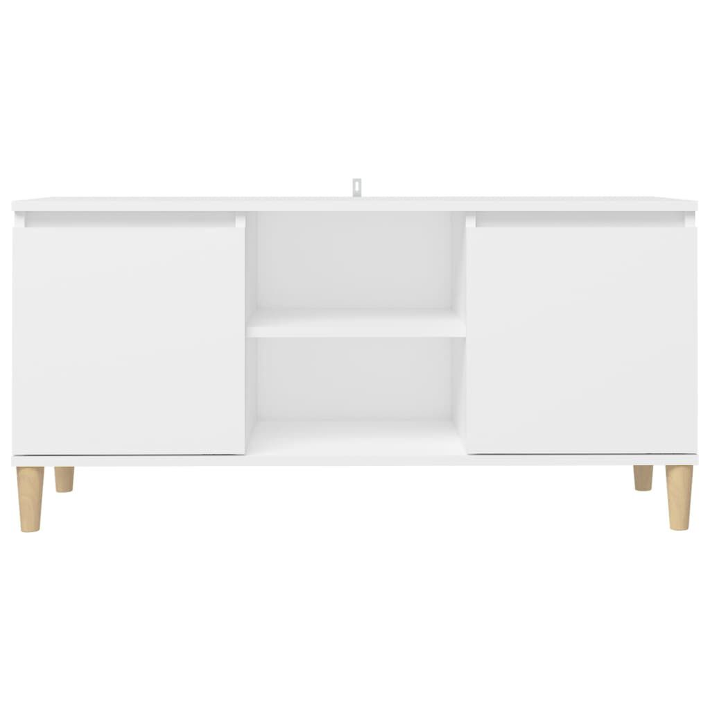 vidaXL Έπιπλο Τηλεόρασης Λευκό 103,5x30x50 εκ. με Μασίφ Ξύλινα Πόδια