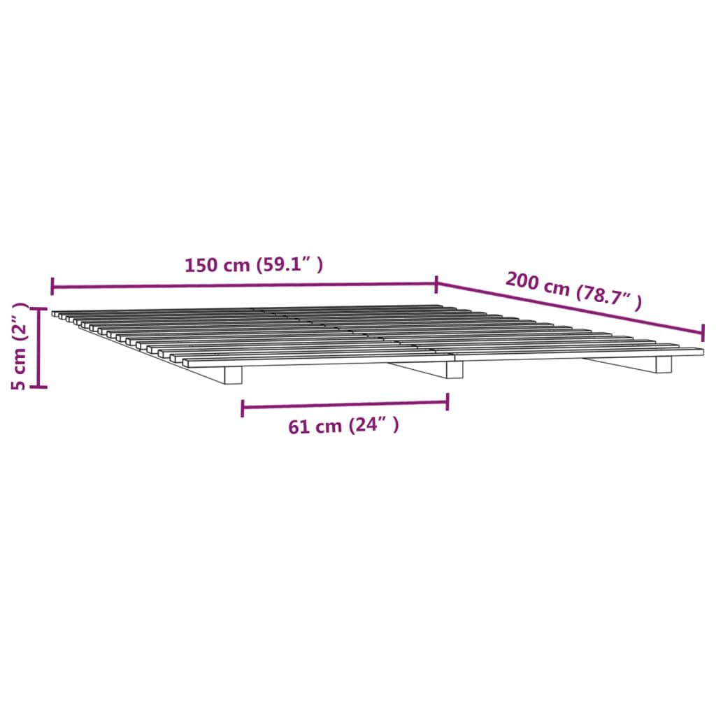 vidaXL Πλαίσιο Κρεβατιού 150 x 200 εκ. από Μασίφ Ξύλο Πεύκου