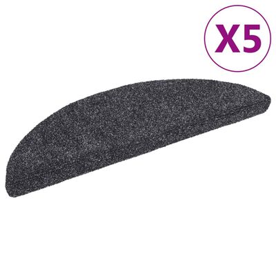 vidaXL Πατάκια Σκάλας Αυτοκόλ. 5 τεμ. Σκ. Γκρι 56x17x3 εκ Βελονιασμένα