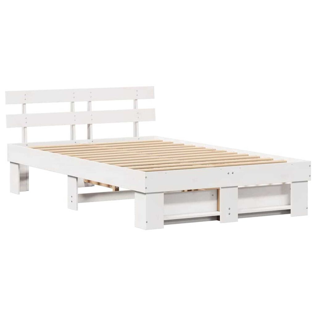 vidaXL Σκελετός Κρεβατιού Λευκό 120 x 200 cm Μασίφ ξύλο πεύκου