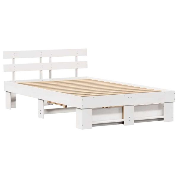 vidaXL Σκελετός Κρεβατιού Λευκό 120 x 200 cm Μασίφ ξύλο πεύκου