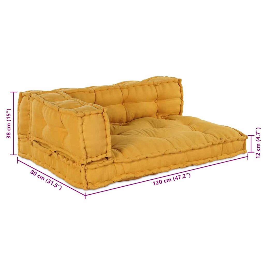 vidaXL Μαξιλάρι για καναπέ παλέτας 3 pcs Κίτρινο ύφασμα