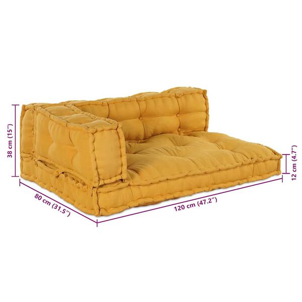 vidaXL Μαξιλάρι για καναπέ παλέτας 3 pcs Κίτρινο ύφασμα