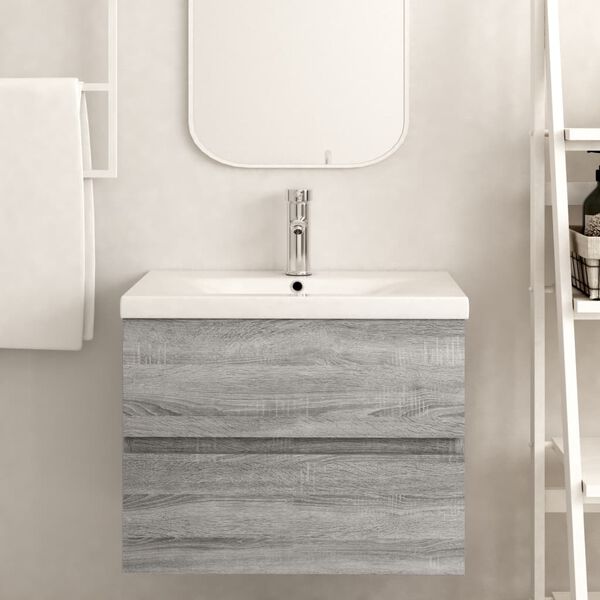 vidaXL Ντουλάπι Νιπτήρα Γκρι Sonoma 60x38,5x45 εκ. Επεξεργασμένο Ξύλο