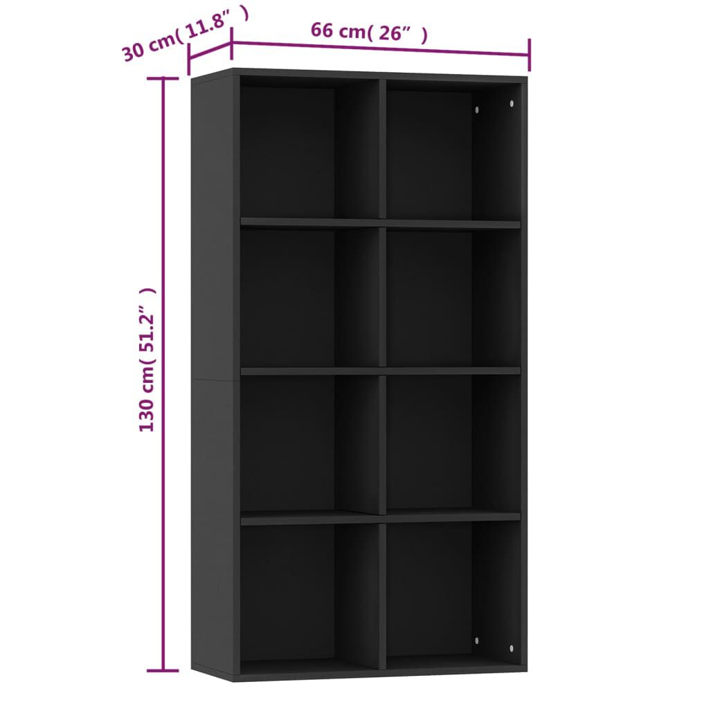 vidaXL Ραφιέρα/Βιβλιοθήκη Μαύρη 66 x 30 x 130 εκ. από Επεξ. Ξύλο