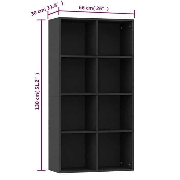vidaXL Ραφιέρα/Βιβλιοθήκη Μαύρη 66 x 30 x 130 εκ. από Επεξ. Ξύλο