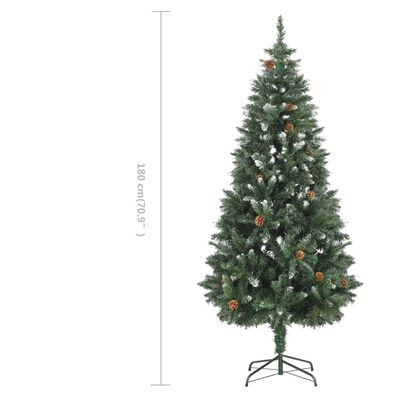 vidaXL Χριστουγεννιάτικο Δέντρο 180 εκ. με Κουκουνάρια/Λευκό Γκλίτερ