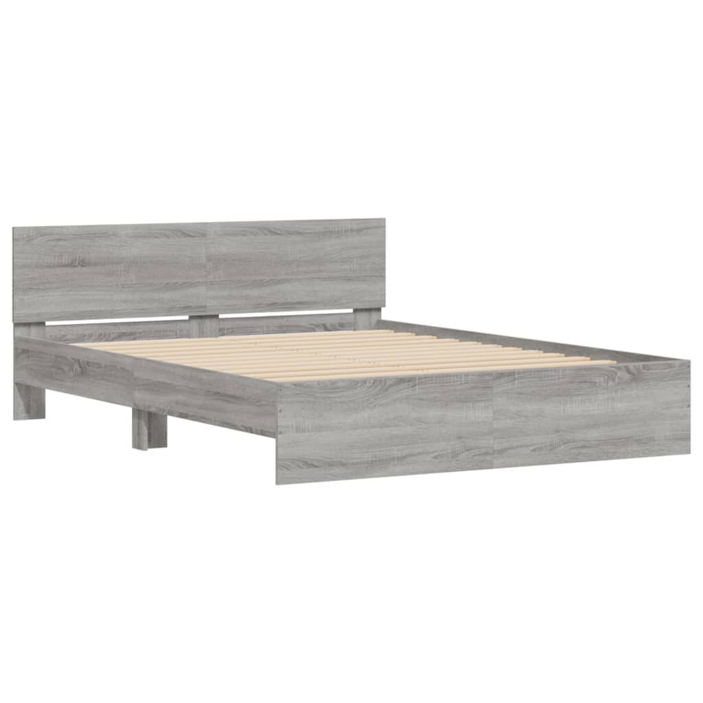 vidaXL Πλαίσιο Κρεβατιού με Κεφαλάρι Γκρι Sonoma 140x200 εκ.