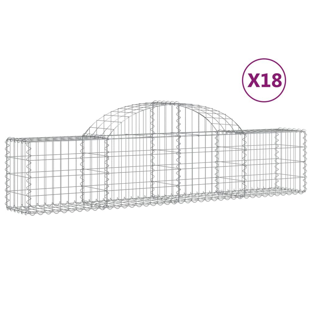vidaXL Συρματοκιβώτια Τοξωτά 18 τεμ. 200x30x40/60 εκ. Γαλβαν. Ατσάλι