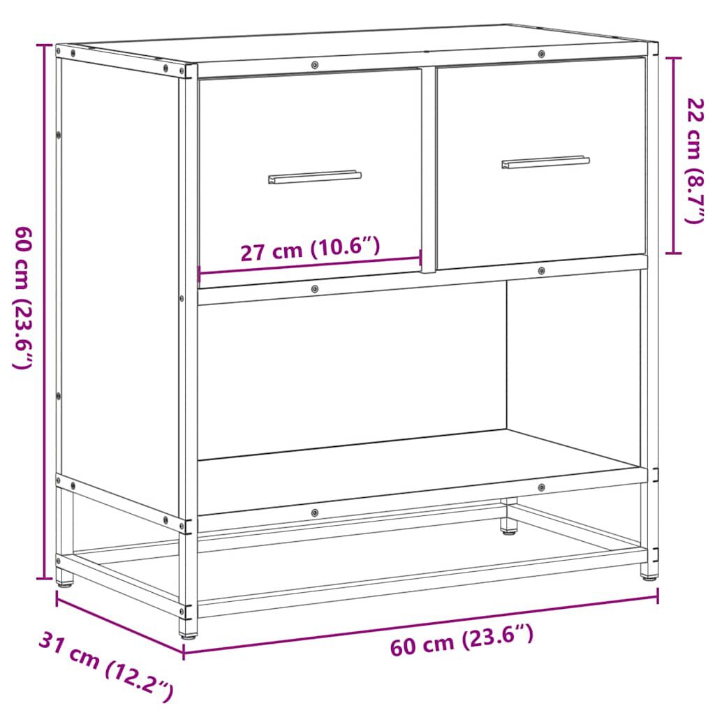 vidaXL Κομοδίνο Μαύρο 60x31x60 cm Κατασκευασμένο ξύλο και μέταλλο