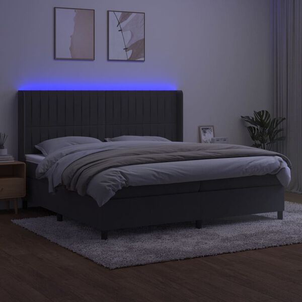 vidaXL &Kappa;&rho;&epsilon;&beta;ά&tau;&iota; Boxspring &mu;&epsilon; &Sigma;&tau;&rho;ώ&mu;&alpha; & LED &Sigma;&kappa;. &Gamma;&kappa;&rho;&iota; 200x200&epsilon;&kappa;. &Beta;&epsilon;&lambda;&omicron;ύ&delta;&iota;&nu;&omicron;