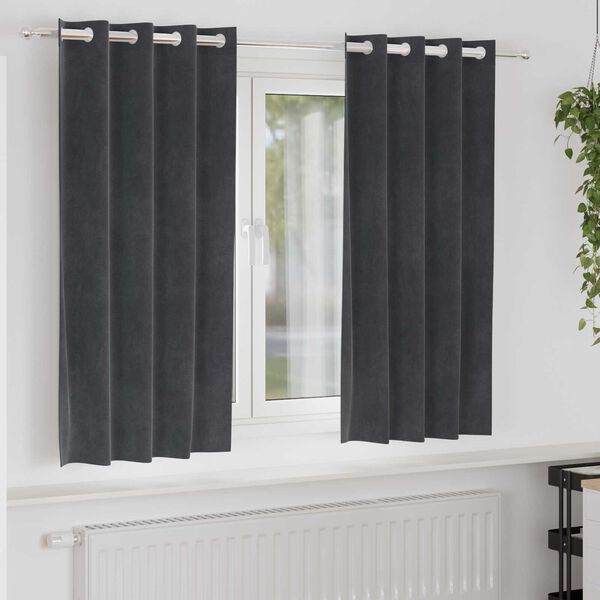 vidaXL Κουρτίνες με κουρτίνες 2 pcs Ανοιχτό γκρι 140 x 175 cm Βελούδο