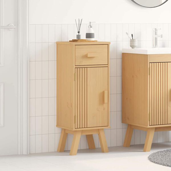 vidaXL Ντουλάπι Μπάνιου Olden Καφέ 35 x 30 x 90 cm Μασίφ ξύλο πεύκου