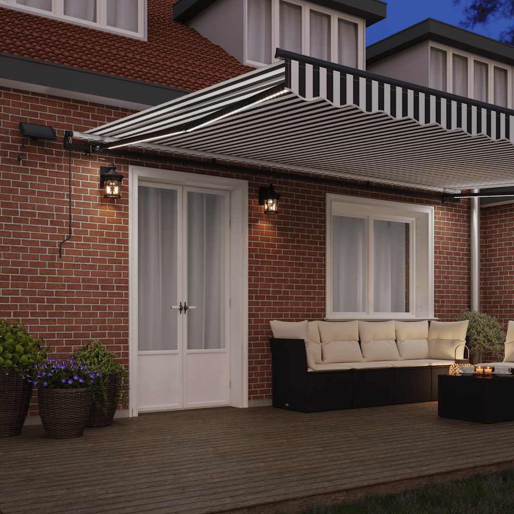 vidaXL Τέντα Πτυσσόμενη Χειροκίνητη με LED Ανθρακί / Λευκή 500x300 εκ.