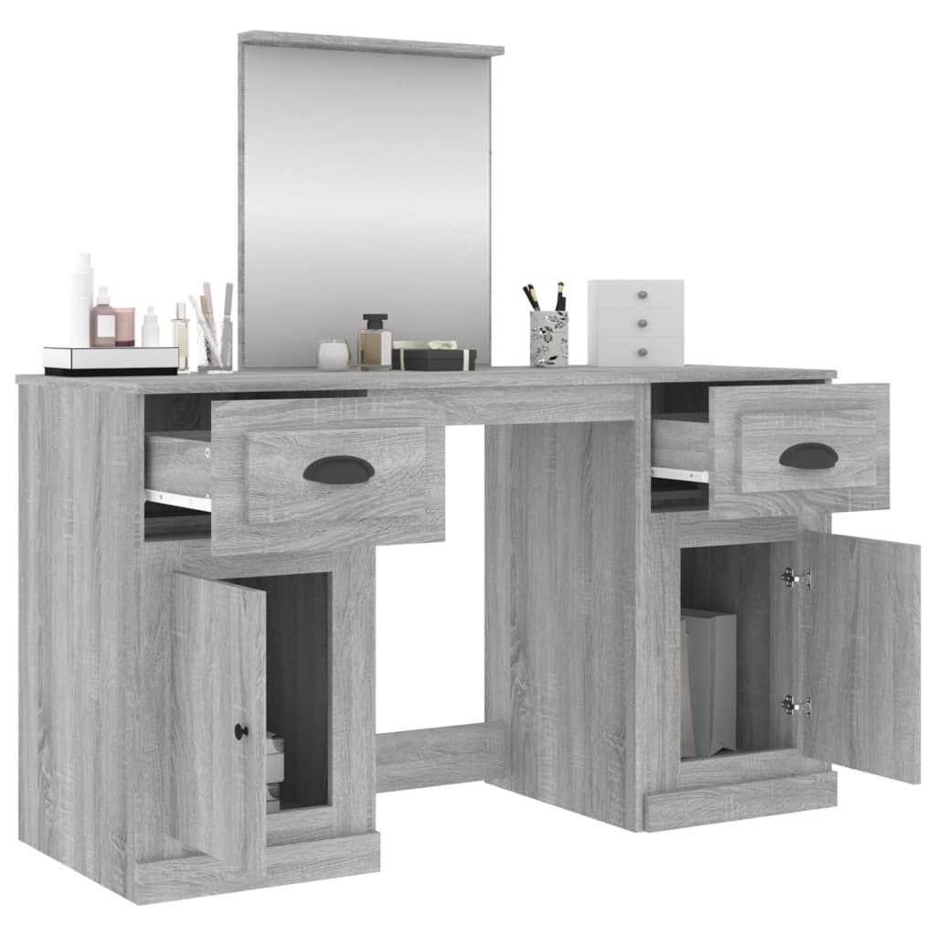 vidaXL Μπουντουάρ με Καθρέφτη Γκρι Sonoma 130x50x132,5 εκ.