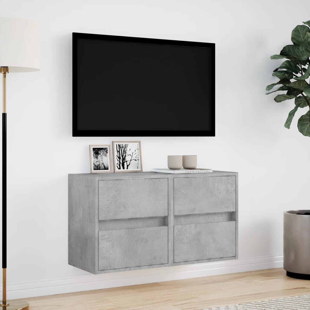 vidaXL Έπιπλα Τηλεόρασης με LED 2 Τεμ Γκρι Σκυροδέματος 41x31x45 εκ.
