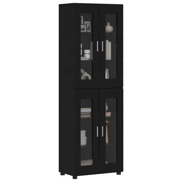 vidaXL Highboard &mu;&epsilon; &rho;ά&phi;&iota; &Mu;&alpha;ύ&rho;&omicron; 60 x 35 x 182 &epsilon;&kappa;. &Epsilon;&pi;&epsilon;&xi;&epsilon;&rho;&gamma;&alpha;&sigma;&mu;έ&nu;&omicron; &xi;ύ&lambda;&omicron;