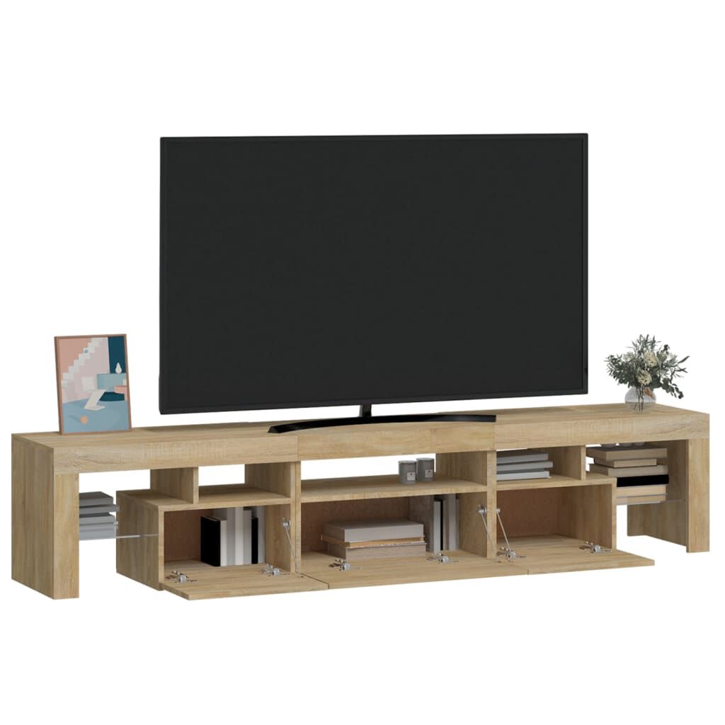 vidaXL Έπιπλο Τηλεόρασης με LED Sonoma Δρυς 200x36,5x40 εκ.