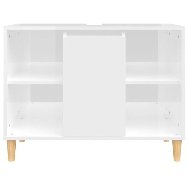vidaXL Ντουλάπι Νιπτήρα Γυαλ. Λευκό 80x33x60 εκ. Επεξεργασμένο Ξύλο