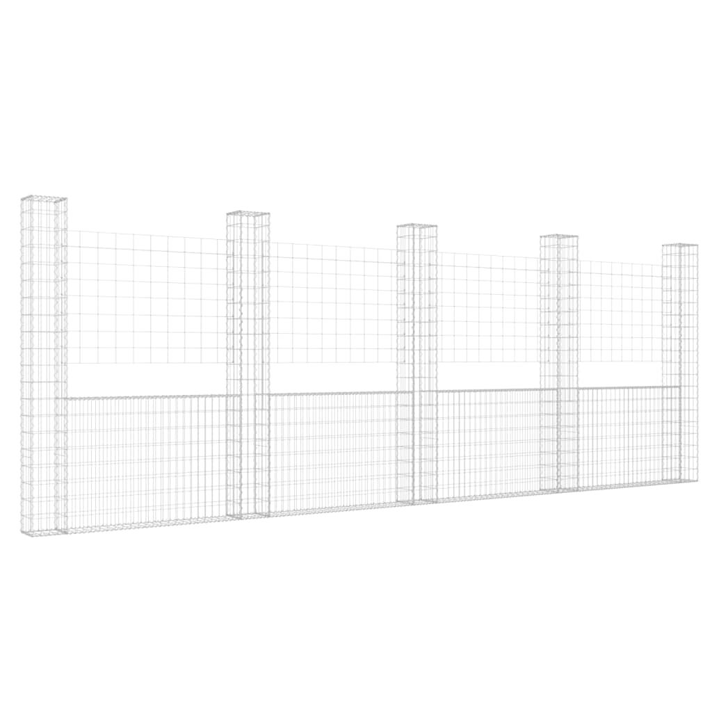 vidaXL Συρματοκιβώτιο σε U Σχήμα με 5 Στύλους 500x20x200 εκ Σιδερένιο