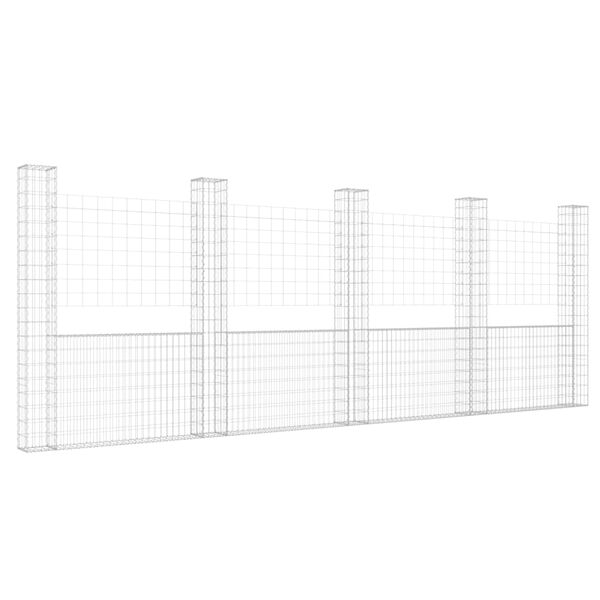 vidaXL Συρματοκιβώτιο σε U Σχήμα με 5 Στύλους 500x20x200 εκ Σιδερένιο