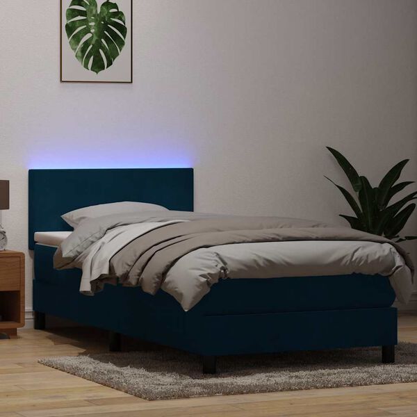 vidaXL &Kappa;&rho;&epsilon;&beta;ά&tau;&iota; Boxspring &mu;&epsilon; &Sigma;&tau;&rho;ώ&mu;&alpha; & LED &sigma;&kappa;&omicron;ύ&rho;&omicron; &mu;&pi;&lambda;&epsilon; 80x210 &epsilon;&kappa;. &Beta;&epsilon;&lambda;&omicron;ύ&delta;&iota;&nu;&omicron;
