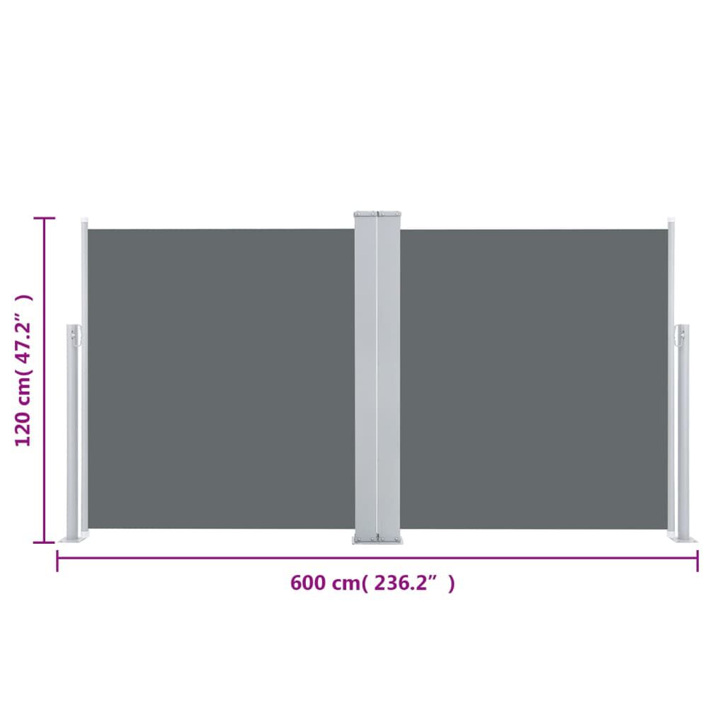 vidaXL Σκίαστρο Πλαϊνό Συρόμενο Ανθρακί 120 x 600 εκ.