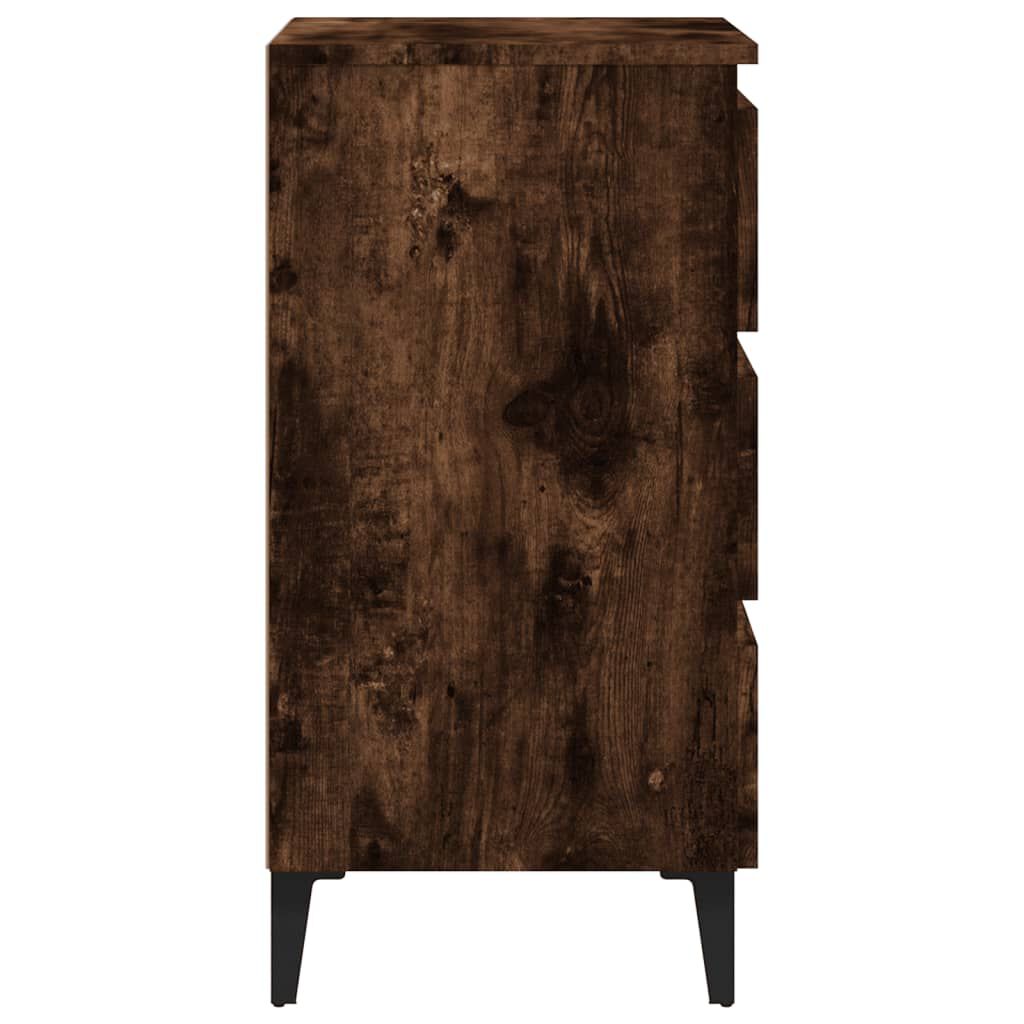 vidaXL Κομοδίνο Καπνιστή Δρυς 40 x 35 x 69 εκ. με Μεταλλικά Πόδια