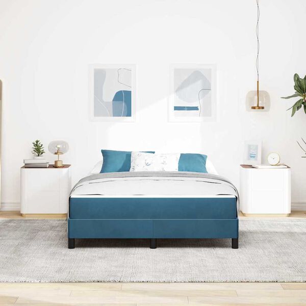 vidaXL Κρεβάτι box spring με στρώμα Σκούρο Μπλε 160 x 200 cm Βελούδο