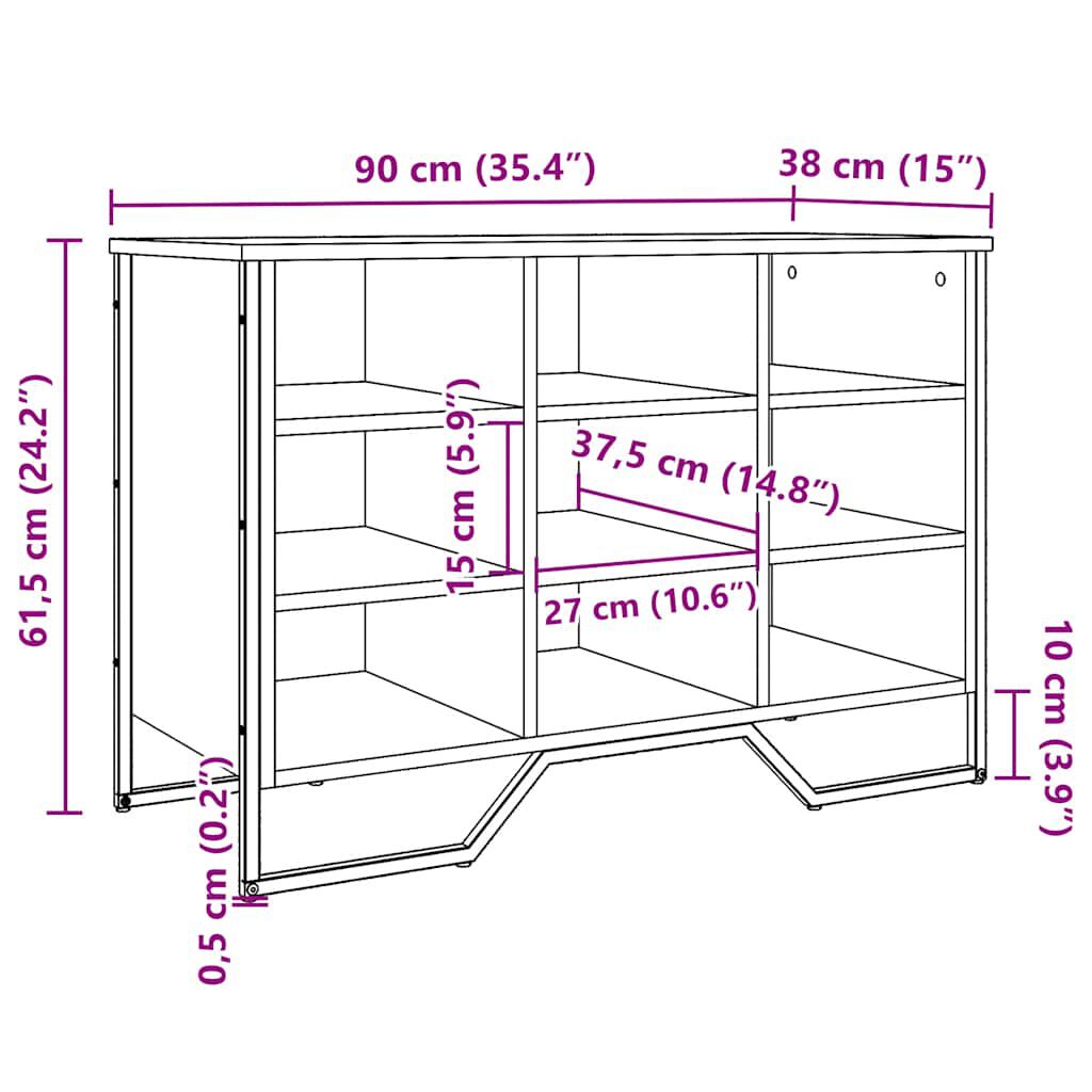 vidaXL Παπουτσοθήκη Καπνιστή Δρυς 90x38x61,5εκ. από Επεξεργασμένο Ξύλο