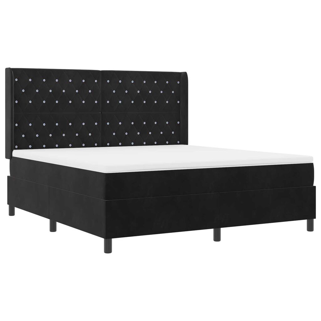 vidaXL Κρεβάτι Box Spring με Στρώμα Μαύρο 180x200 cm Βελούδο