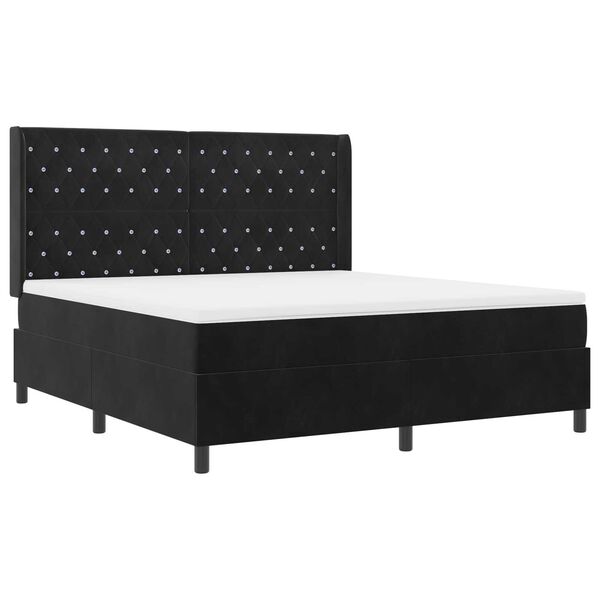 vidaXL Κρεβάτι Box Spring με Στρώμα Μαύρο 180x200 cm Βελούδο