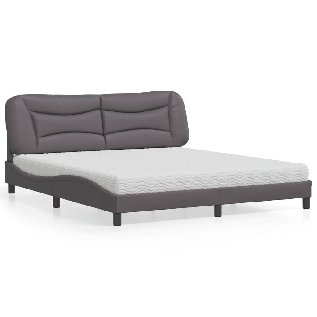 vidaXL Κρεβάτι με Στρώμα Γκρι 180x200 εκ. Συνθετικό Δέρμα