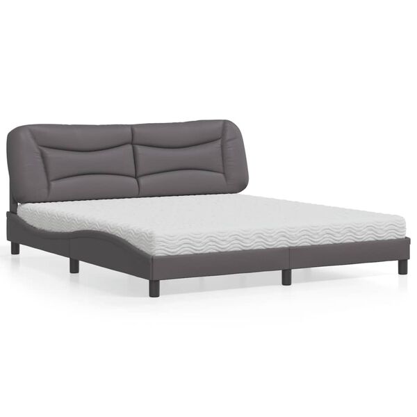 vidaXL Κρεβάτι με Στρώμα Γκρι 180x200 εκ. Συνθετικό Δέρμα