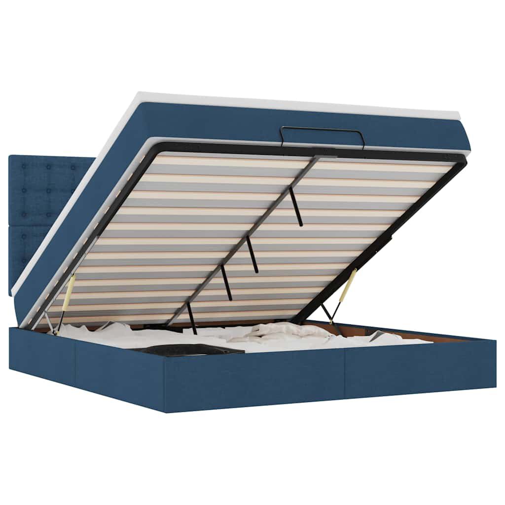 vidaXL Οθωμανικό κρεβάτι με στρώμα μπλε 180x200cm ύφασμα