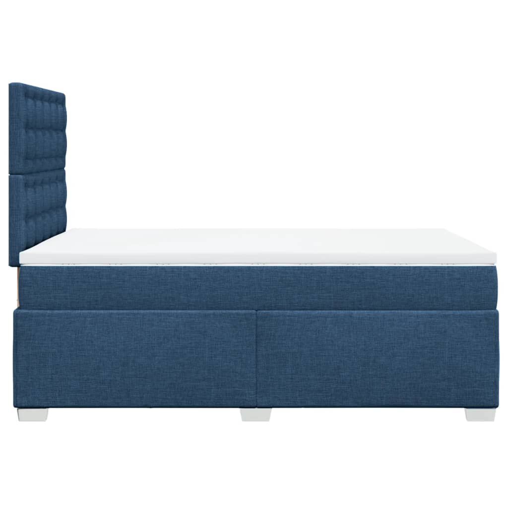 vidaXL Κρεβάτι Boxspring με Στρώμα Μπλε 120x190 εκ. Υφασμάτινο