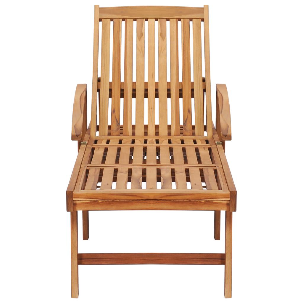 vidaXL Ξαπλώστρα από Μασίφ Ξύλο Teak με Τραπέζι και Μαξιλάρι