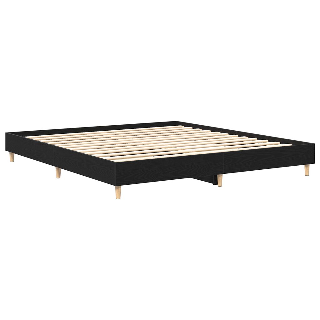 vidaXL Κρεβάτι Μαύρο Δρυ 160x200 εκ. Επεξεργασμένο Ξύλο