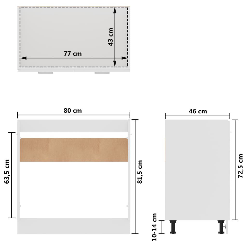 vidaXL Ντουλάπι Νεροχύτη Lyon Λευκό 80x46x81,5 εκ. Επεξ. Ξύλο