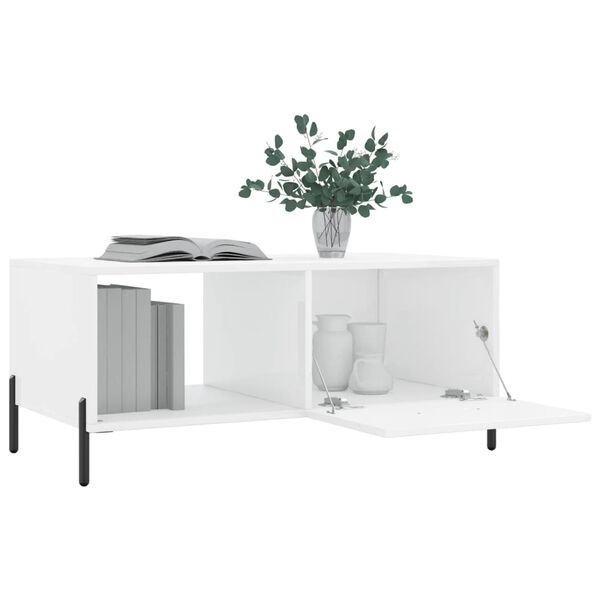 vidaXL Τραπεζάκι Σαλονιού Γυαλ. Λευκό 90x50x40 εκ. Επεξεργ. Ξύλο